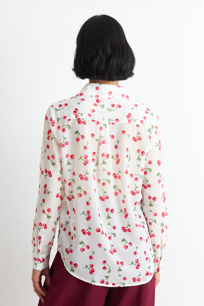 Blusa Manga Larga Estampado Cereza Blanco