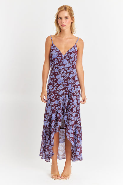 Vestido Floral Volantes Celeste