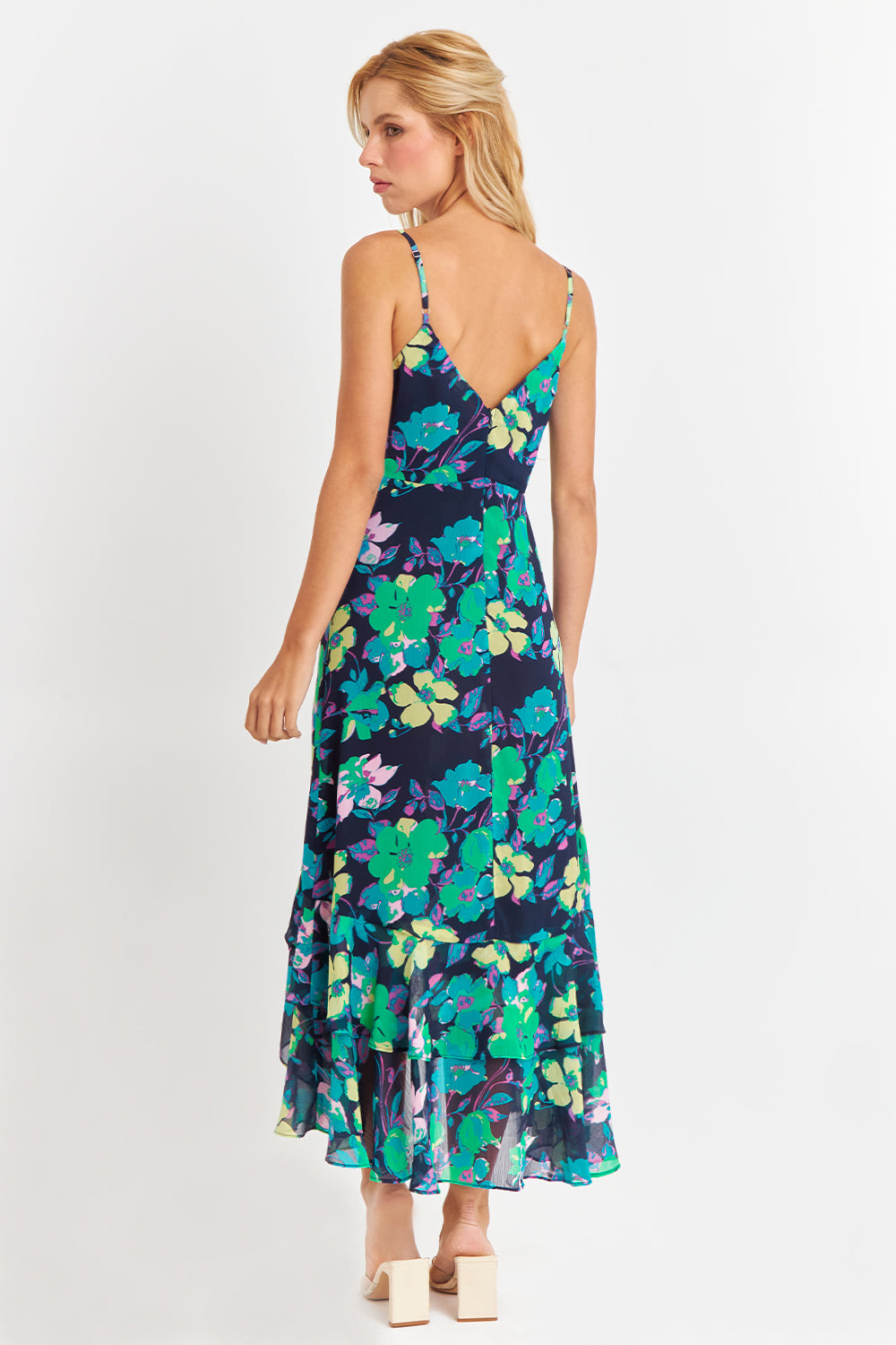 Vestido Asimétrico Floral Verde