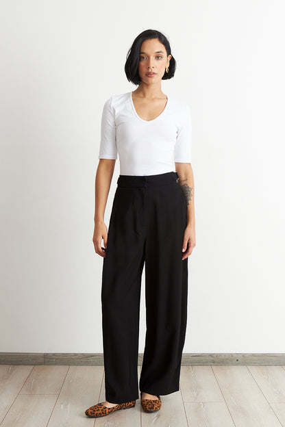 Pantalón Estilo Japonés Pierna Ancha Negro