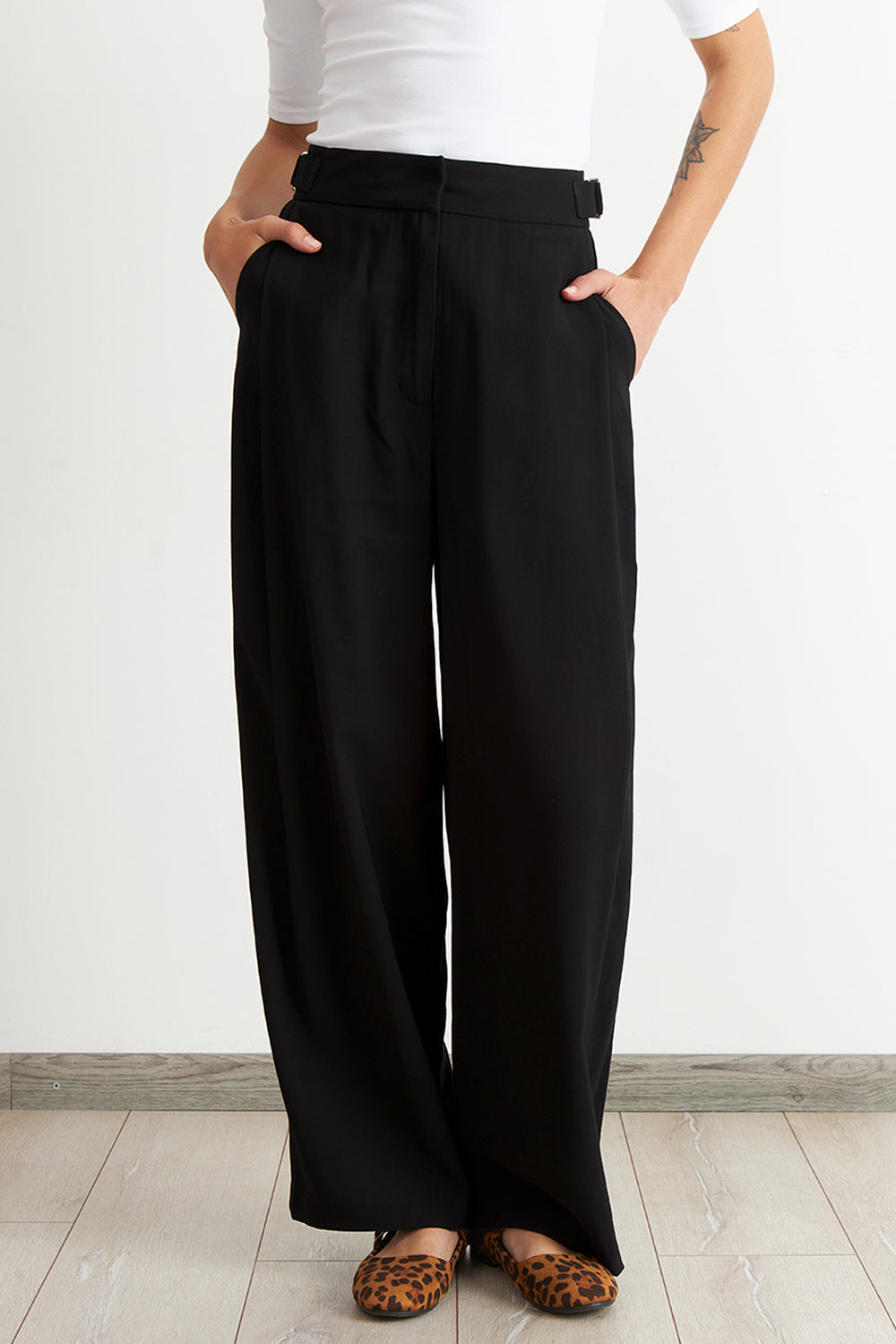 Pantalón Estilo Japonés Pierna Ancha Negro