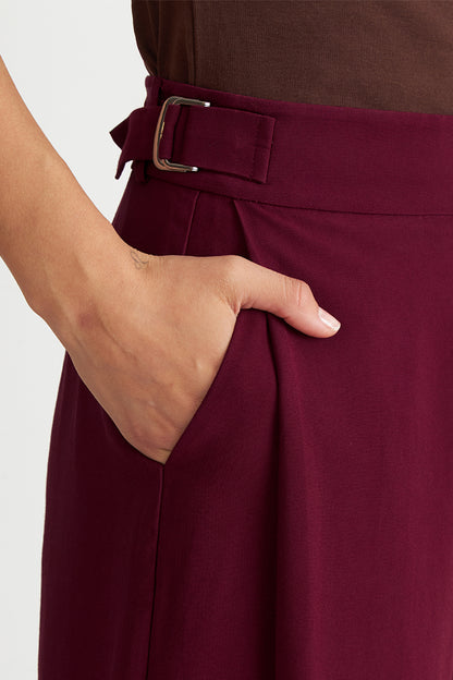 Pantalón Estilo Japonés Pierna Ancha Burdeo