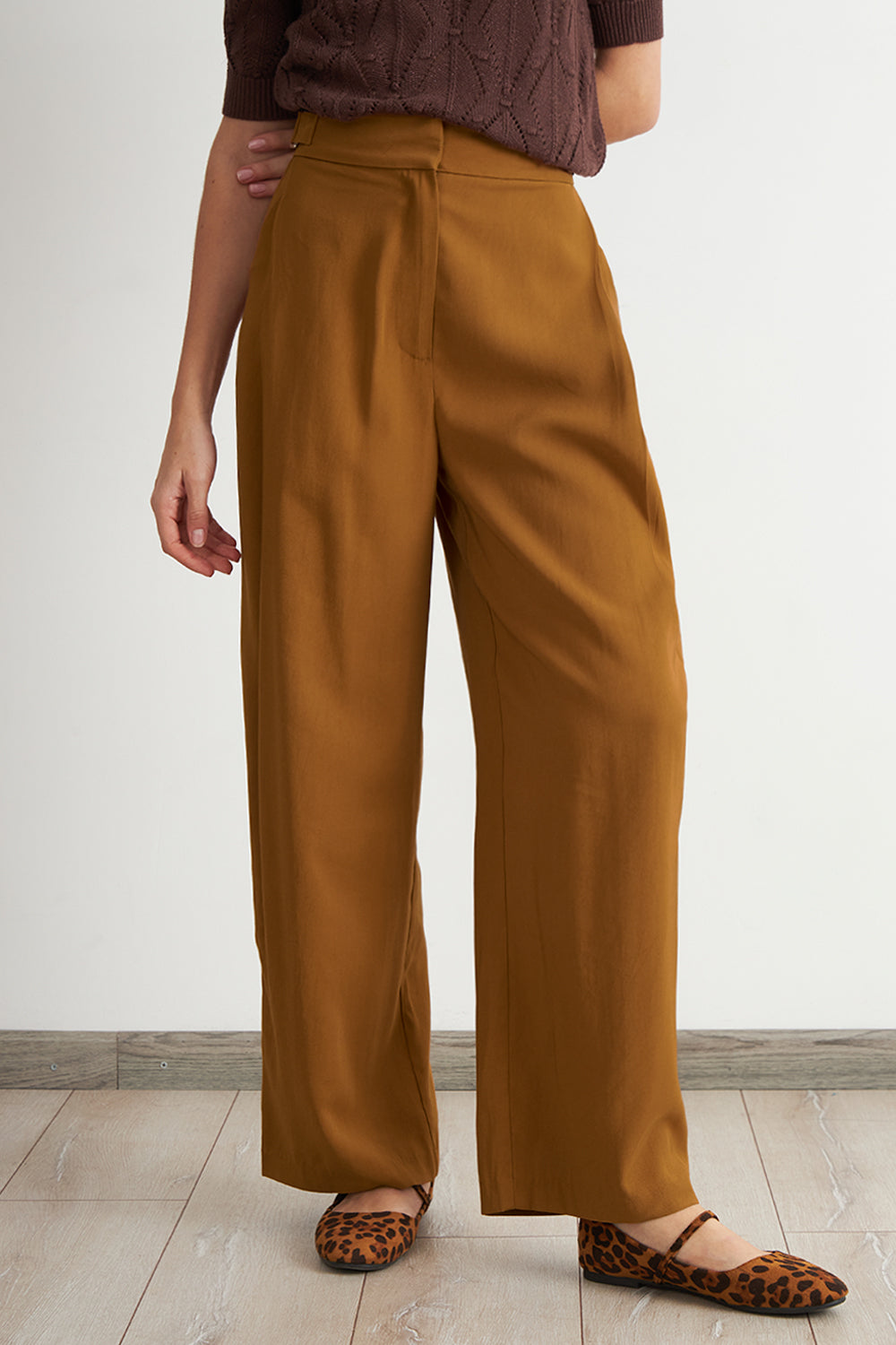 Pantalón Estilo Japonés Pierna Ancha Café