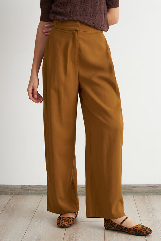 Pantalón Estilo Japonés Pierna Ancha Café