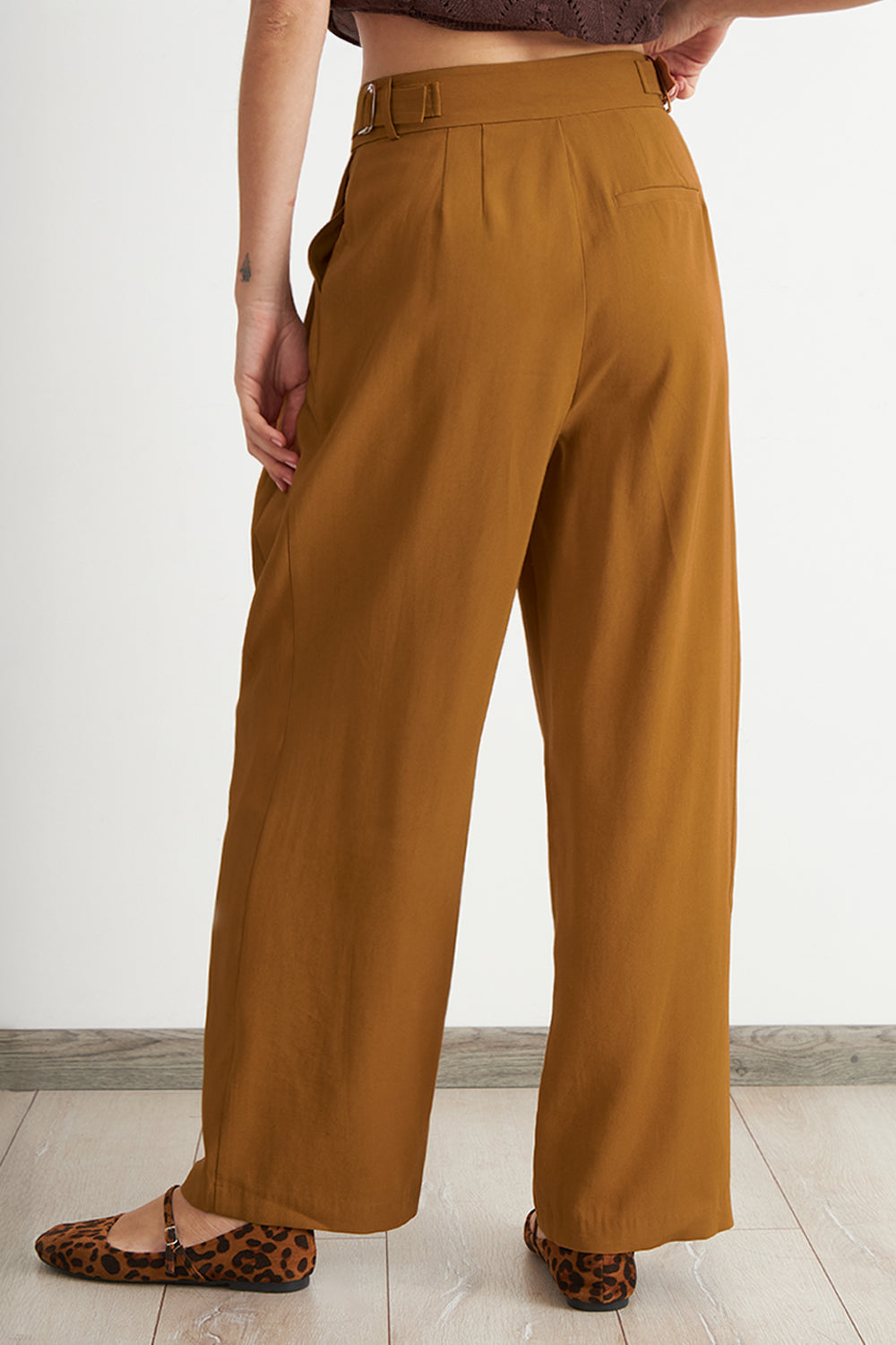 Pantalón Estilo Japonés Pierna Ancha Café