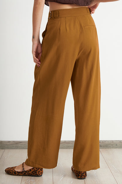 Pantalón Estilo Japonés Pierna Ancha Café