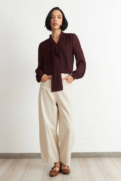 Jeans Corte Barrel Blanco