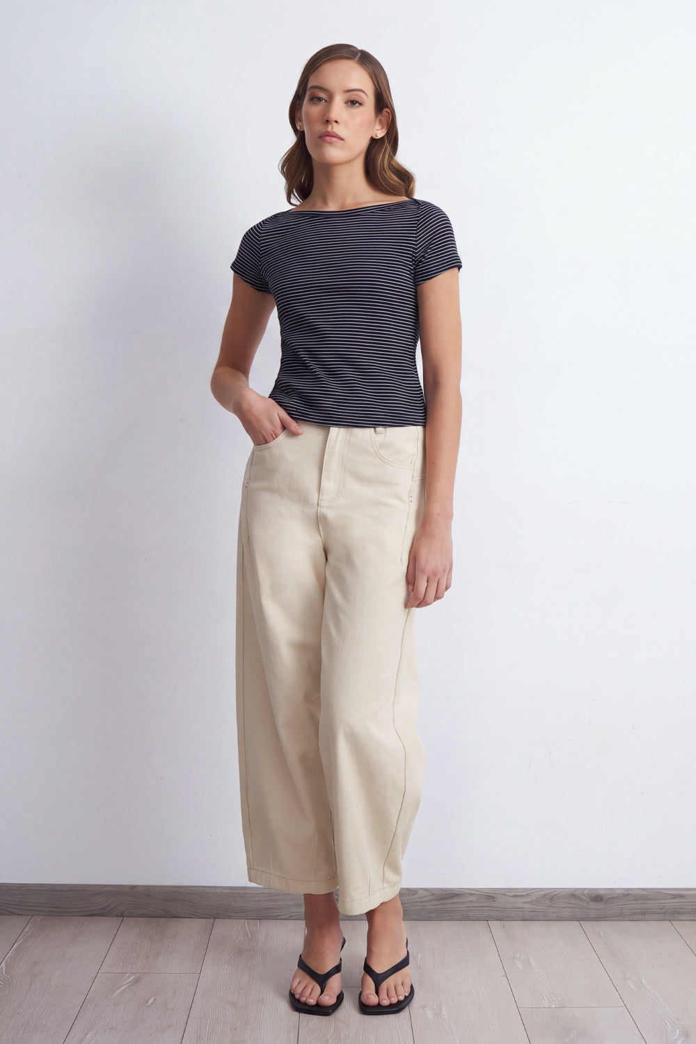 Jeans Corte Barrel Blanco