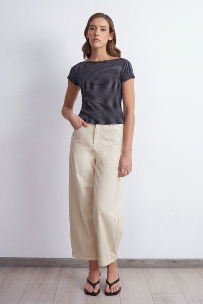 Jeans Corte Barrel Blanco