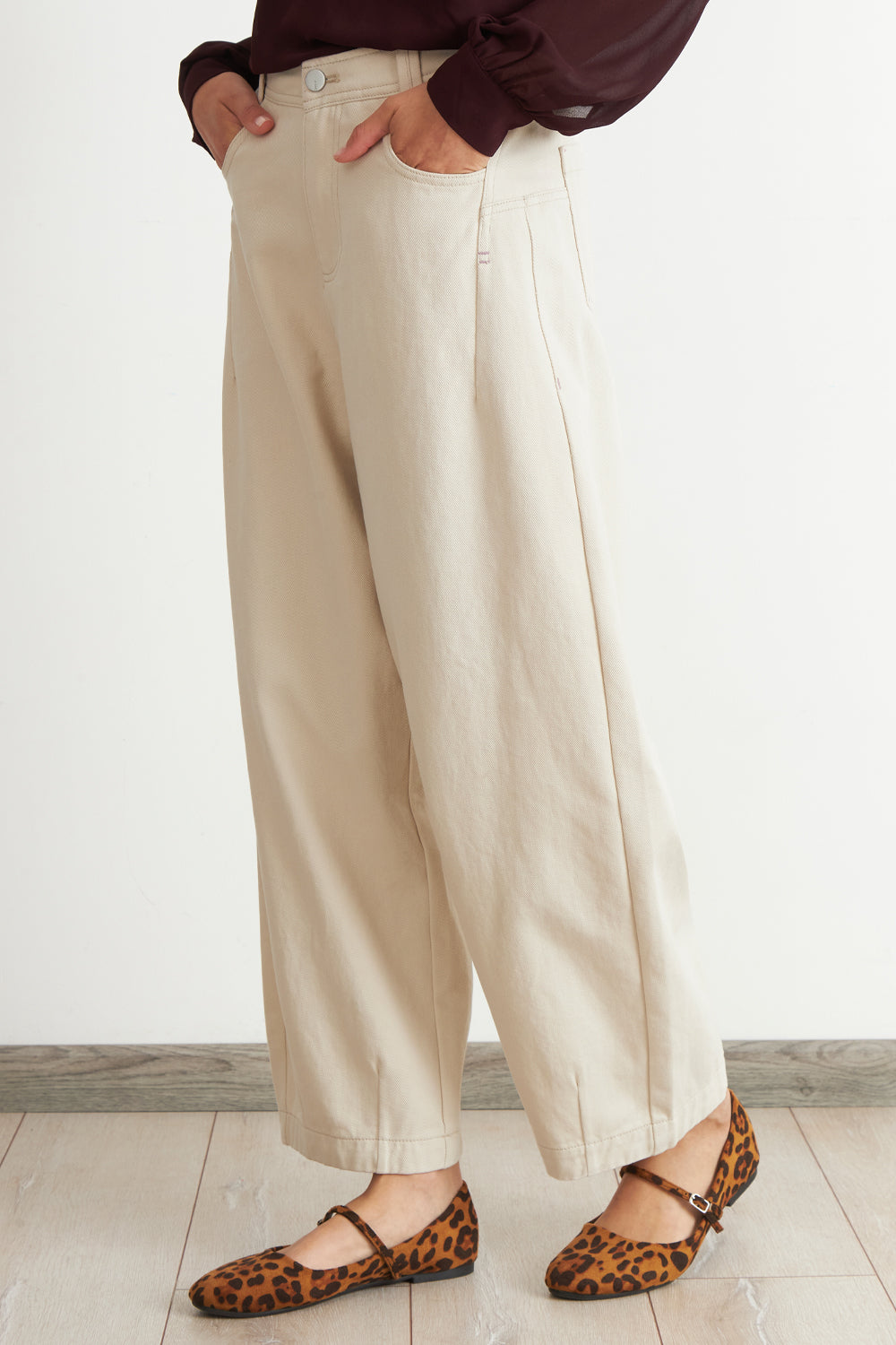 Jeans Corte Barrel Blanco