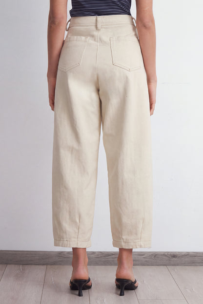 Jeans Corte Barrel Blanco
