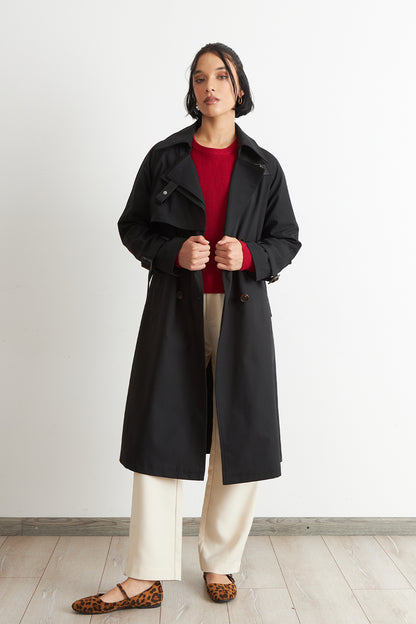 Trench Clásico Doble Botonadura Negro