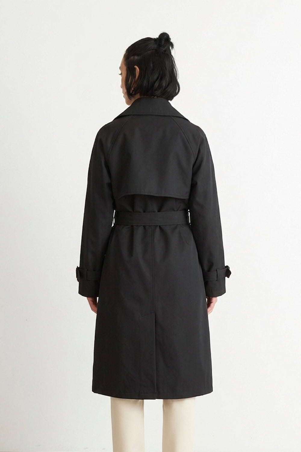 Trench Clásico Doble Botonadura Negro