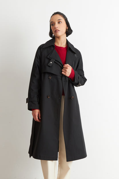 Trench Clásico Doble Botonadura Negro
