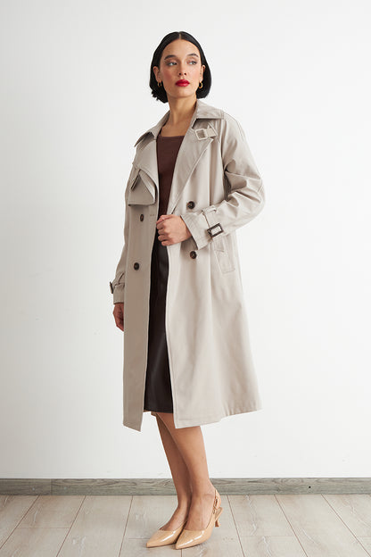 Trench Clásico Doble Botonadura Beige