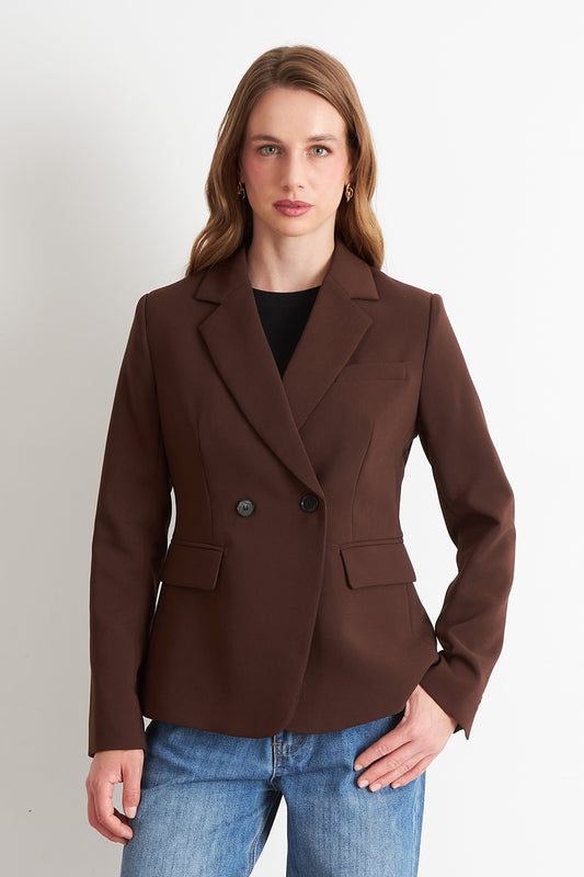 Blazer Sastrero Dos Botones Café