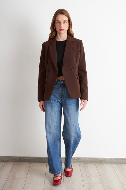 Blazer Sastrero Dos Botones Café