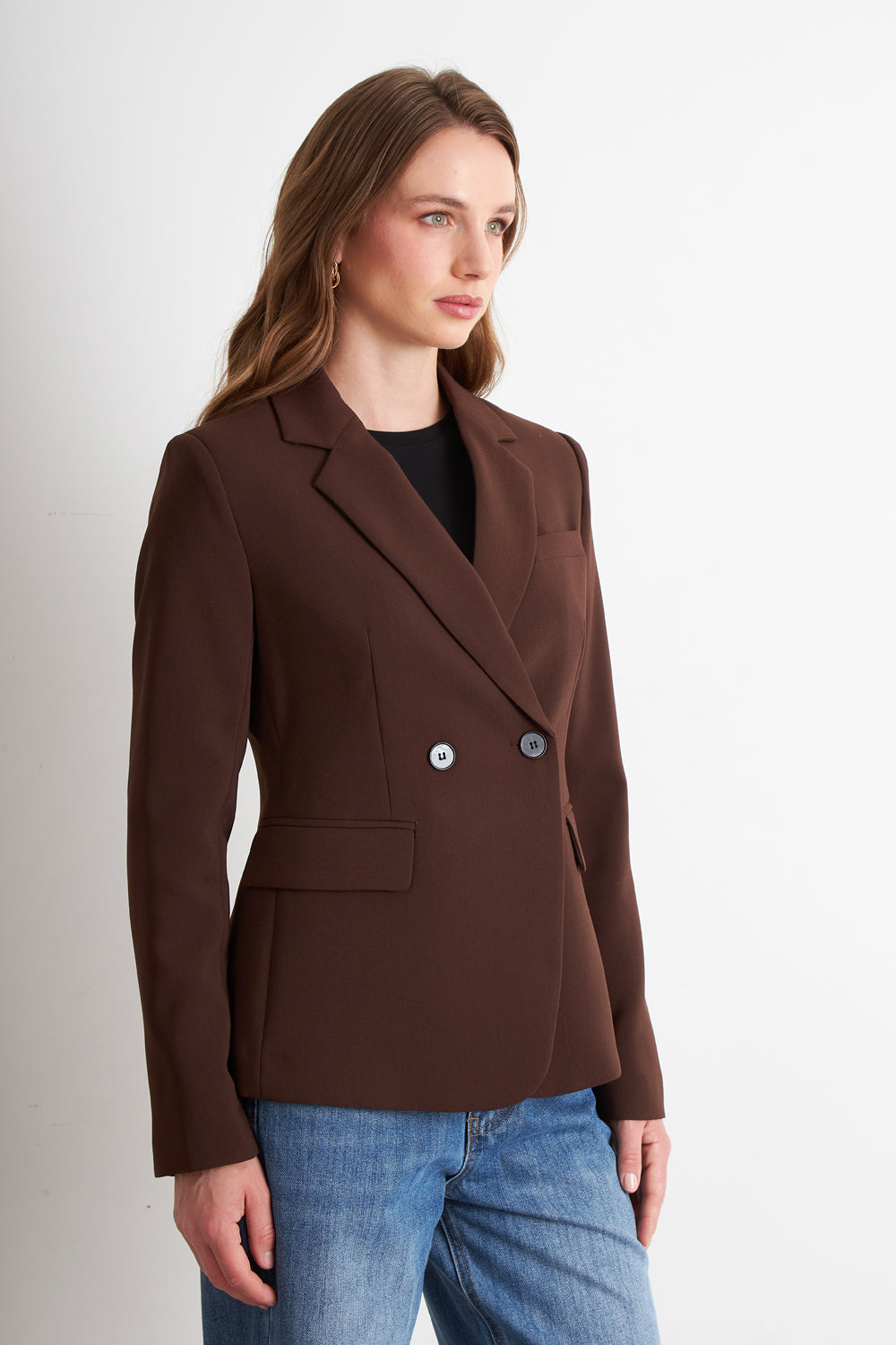 Blazer Sastrero Dos Botones Café