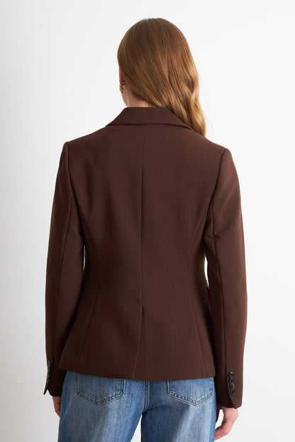 Blazer Sastrero Dos Botones Café