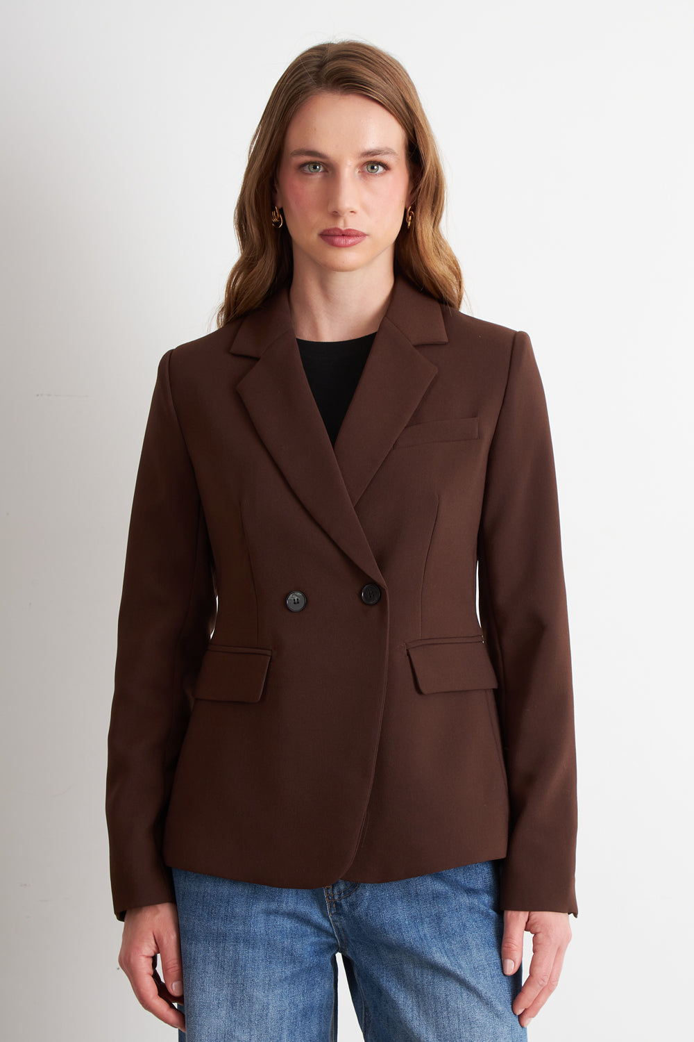 Blazer Sastrero Dos Botones Café