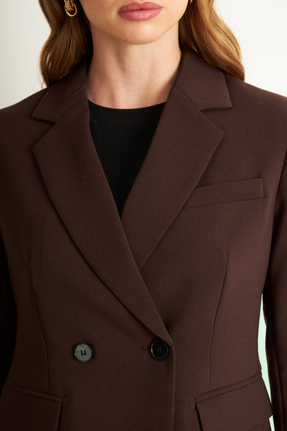 Blazer Sastrero Dos Botones Café