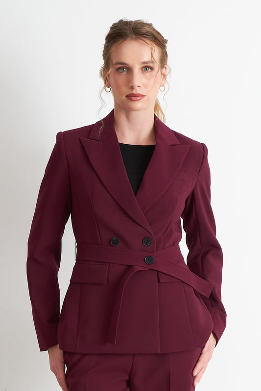 Blazer Cinturón Burdeo