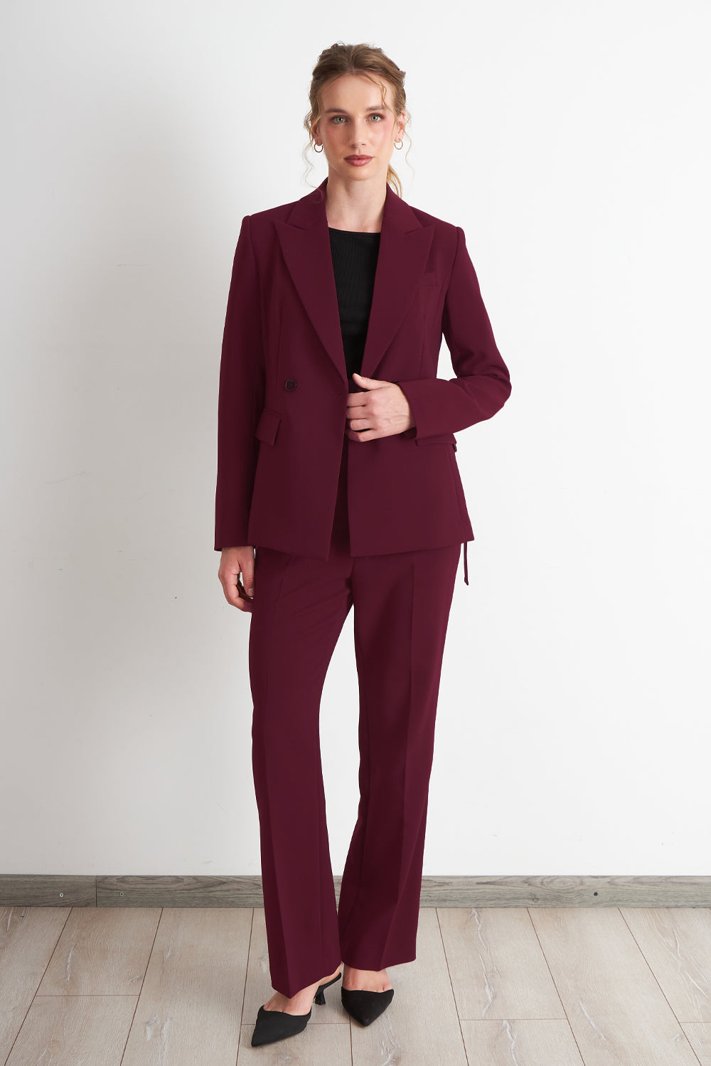 Blazer Cinturón Burdeo