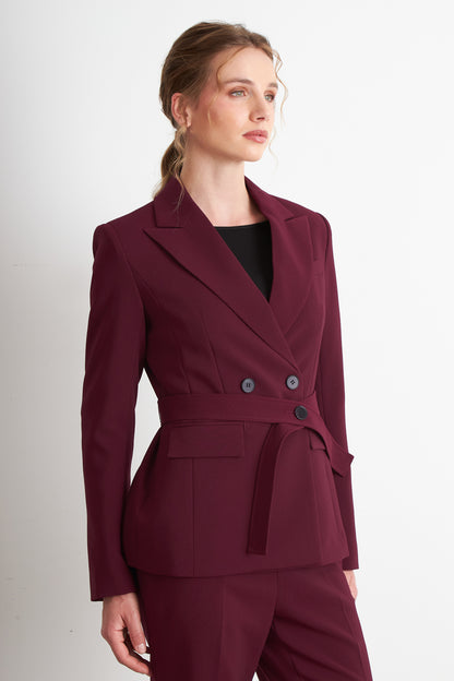 Blazer Cinturón Burdeo