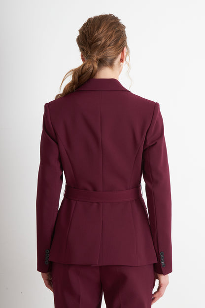 Blazer Cinturón Burdeo