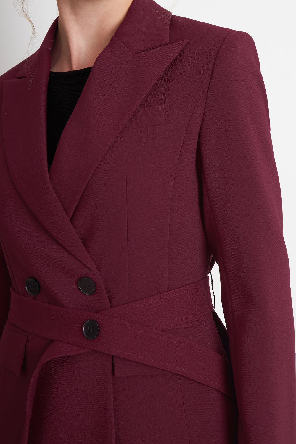 Blazer Cinturón Burdeo