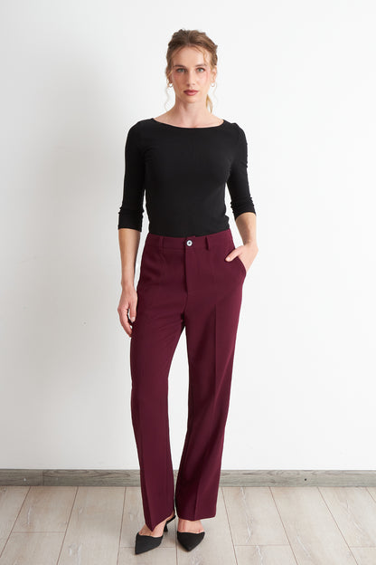 Pantalón Sastrero Recto Burdeo