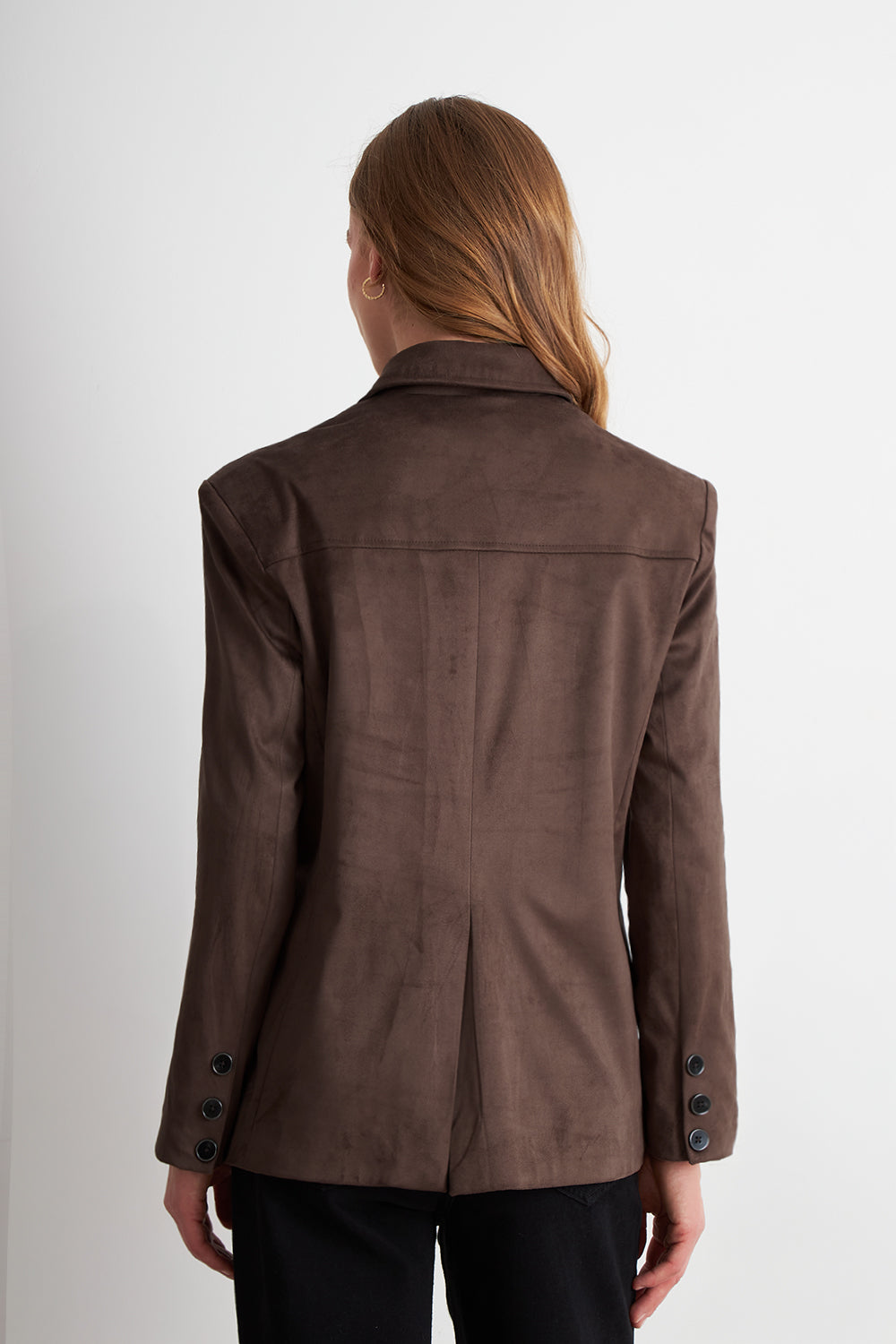Blazer Oversize Tipo Gamuza Café