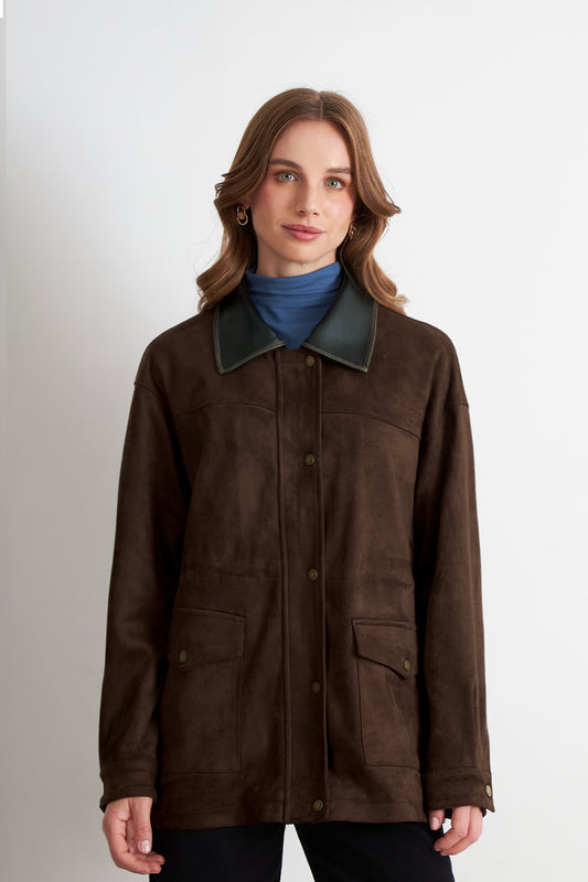 Chaqueta Tipo Barbour Café