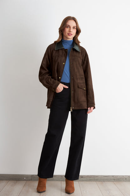 Chaqueta Tipo Barbour Café