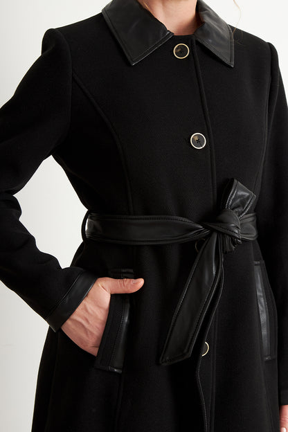 Abrigo Cuello Camisero Negro