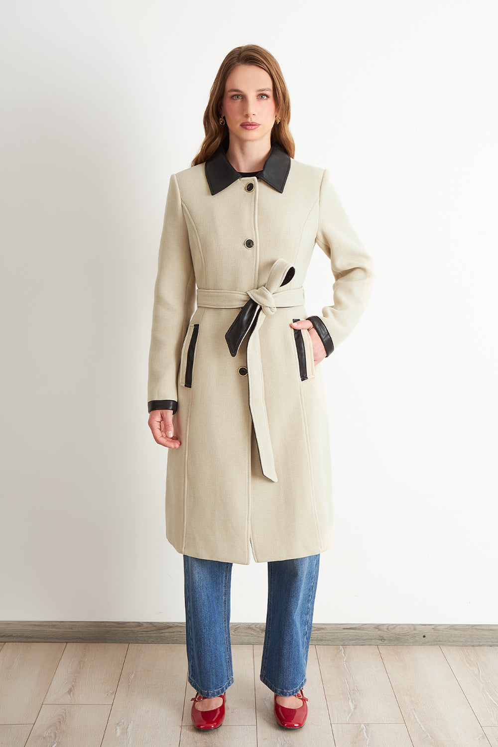 Abrigo Cuello Camisero Beige