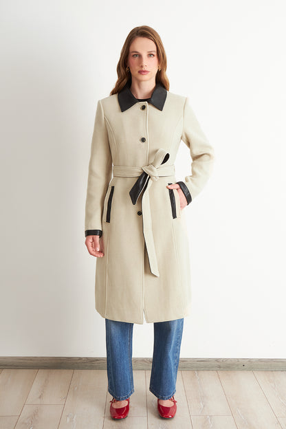 Abrigo Cuello Camisero Beige