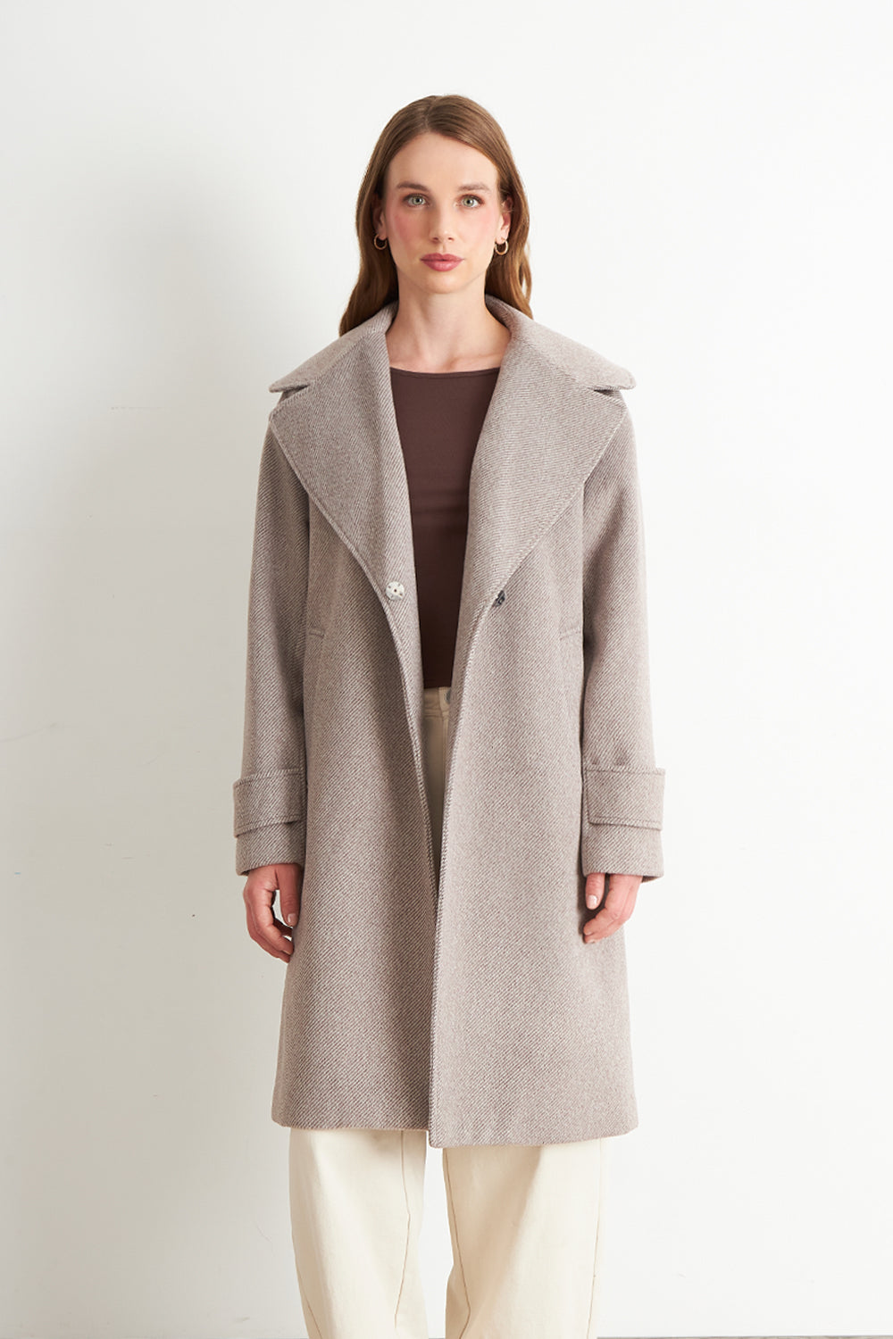 Abrigo Lanilla con Solapa Khaki