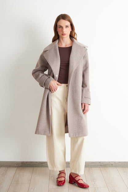 Abrigo Lanilla con Solapa Khaki
