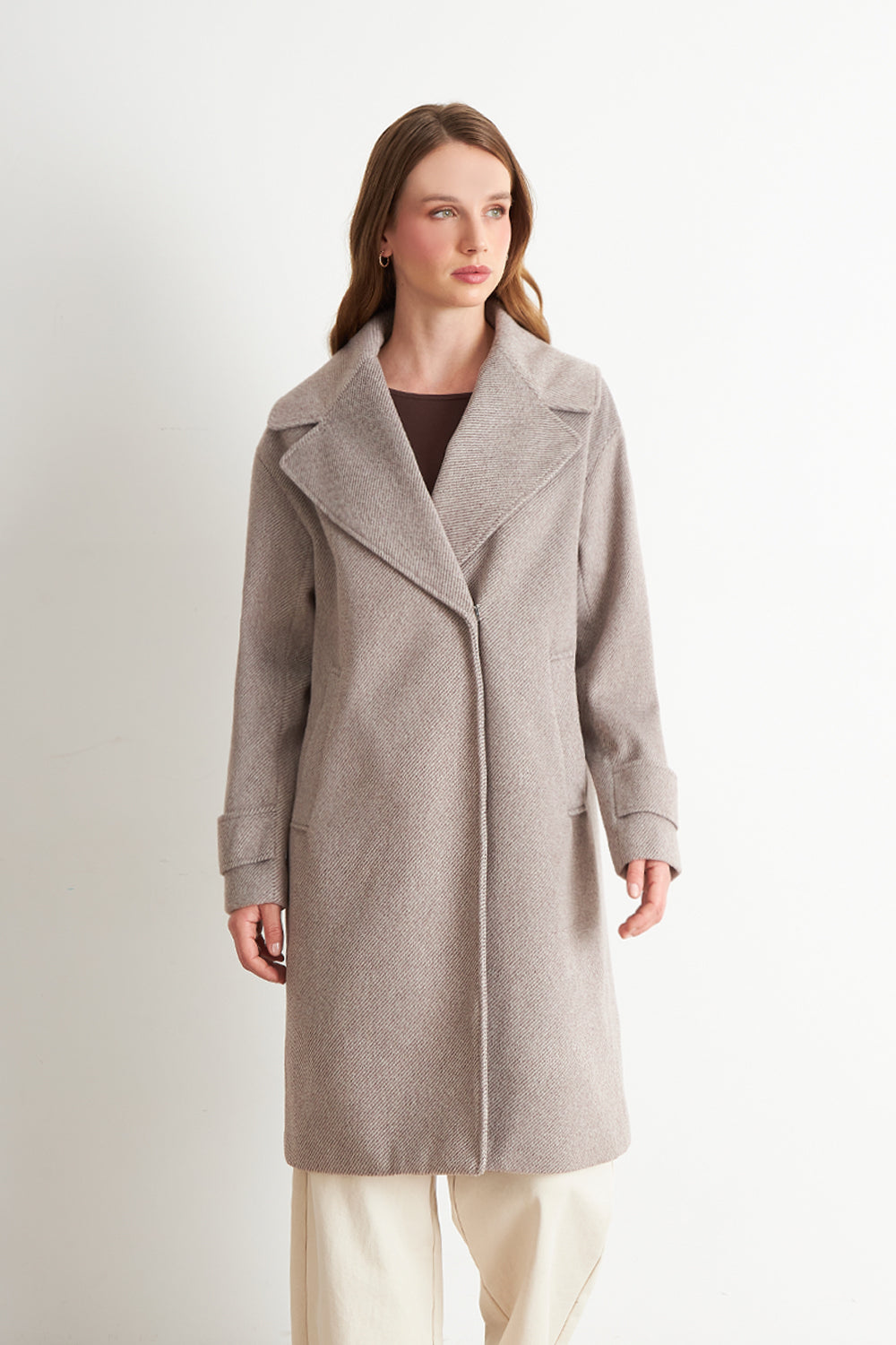 Abrigo Lanilla con Solapa Khaki