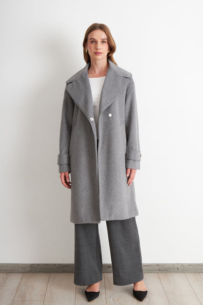 Abrigo Lanilla con Solapa Gris
