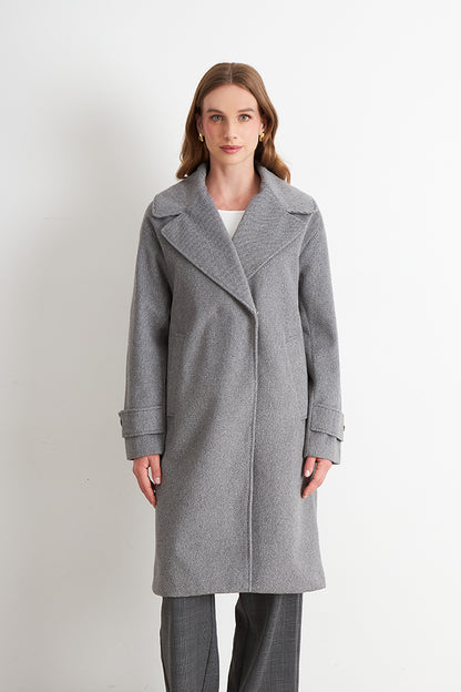 Abrigo Lanilla con Solapa Gris