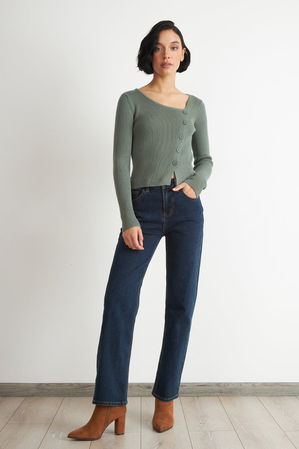 Sweater Escote Asimétrico Verde