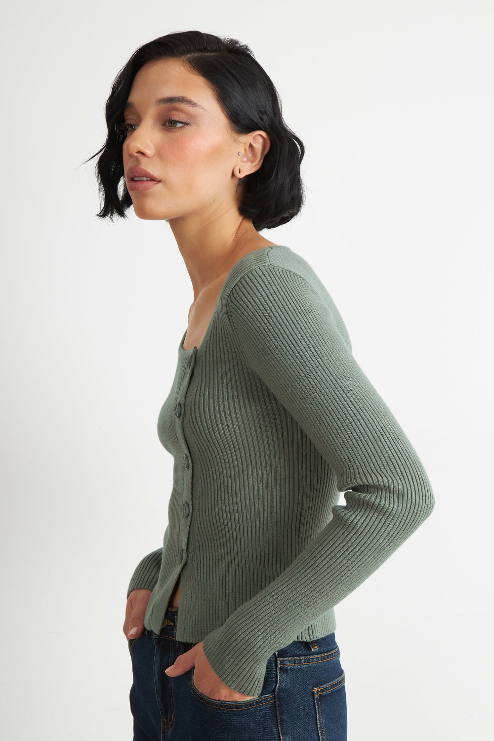 Sweater Escote Asimétrico Verde