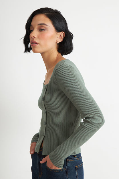 Sweater Escote Asimétrico Verde