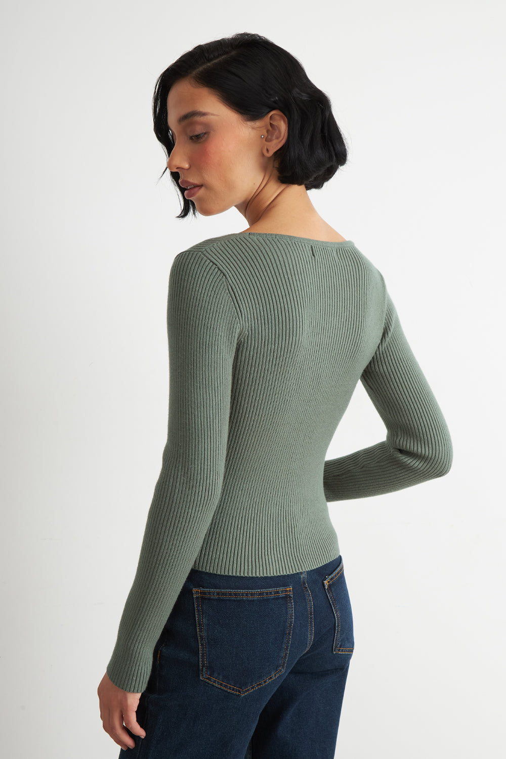 Sweater Escote Asimétrico Verde