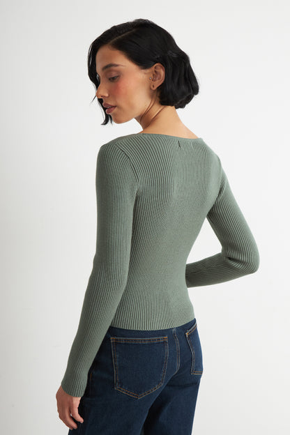 Sweater Escote Asimétrico Verde