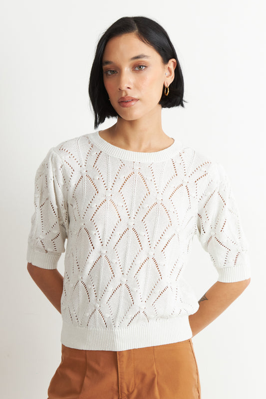 Polera Manga Corta de Hilo Blanco