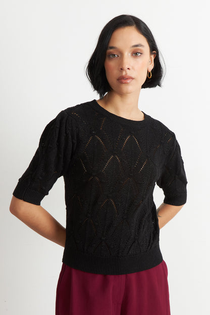 Polera Manga Corta de Hilo Negro