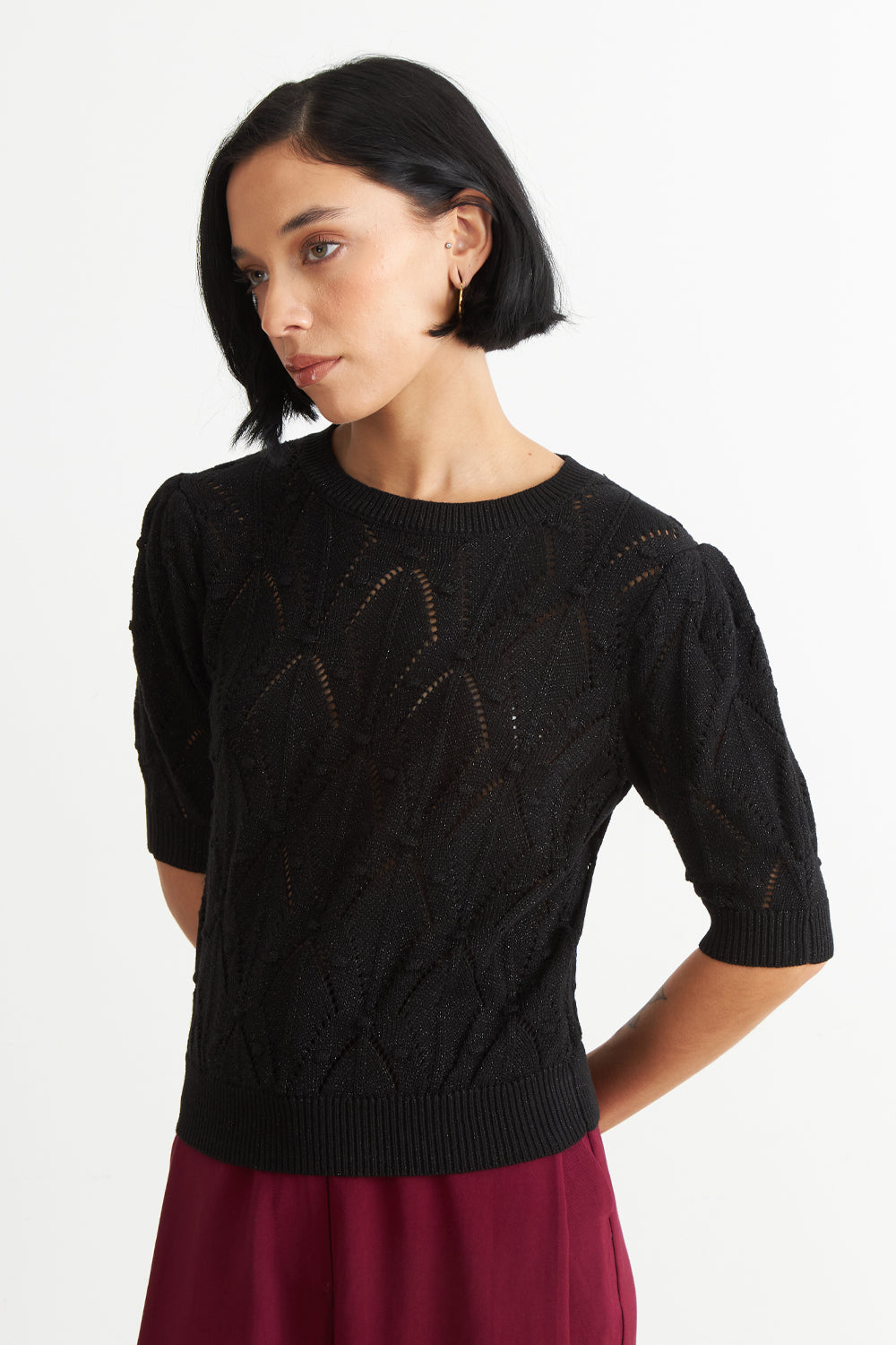 Polera Manga Corta de Hilo Negro